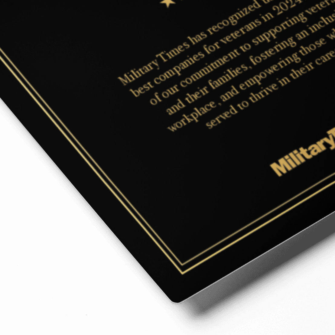 Best for Vets: Employers 2024 Metal Plaque