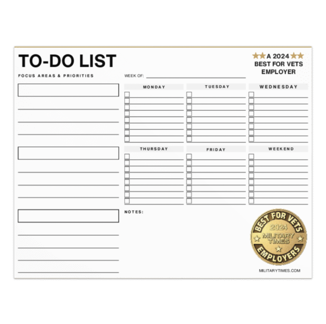 Best for Vets: Employers 2024 Notepad