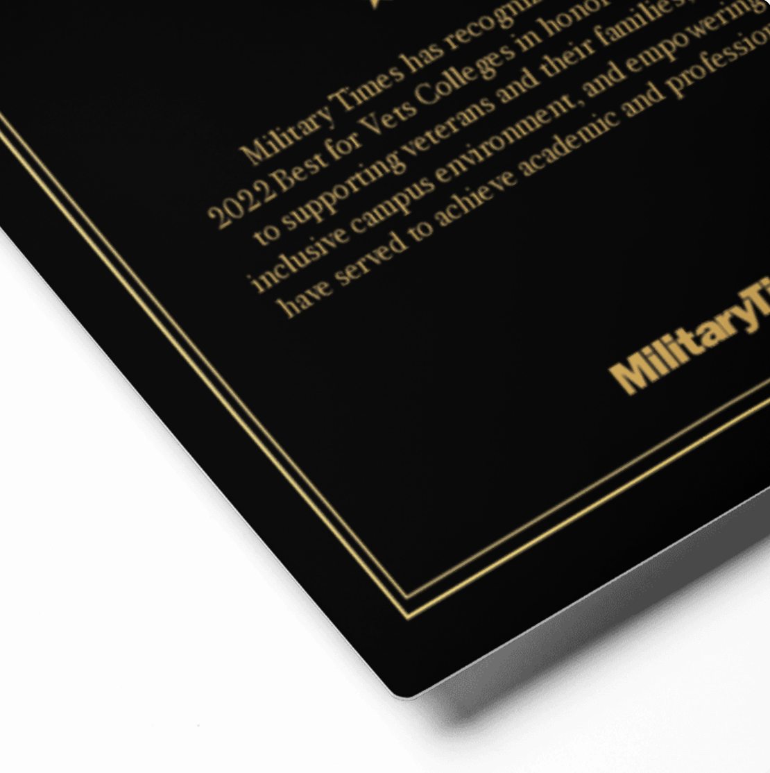 Best for Vets: Colleges 2022 Metal Plaque