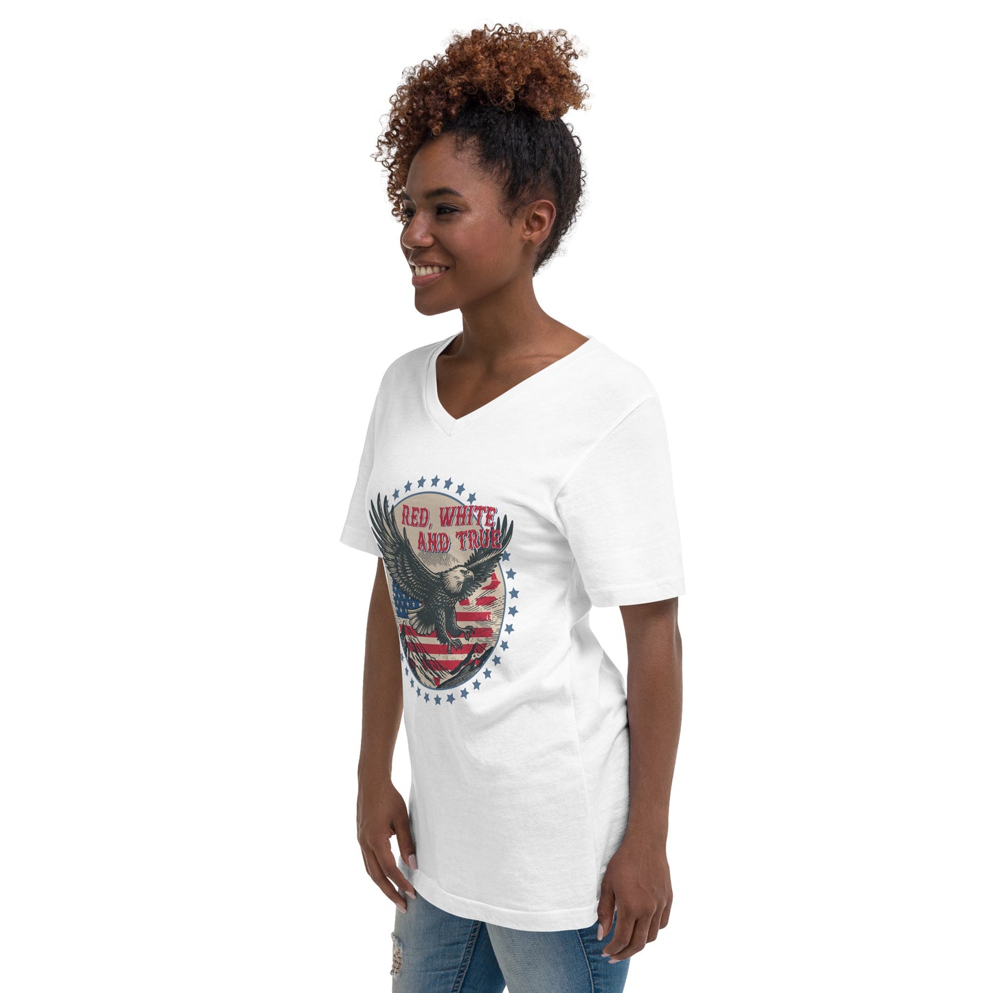 Red, White and True Unisex Short Sleeve V-Neck T-Shirt