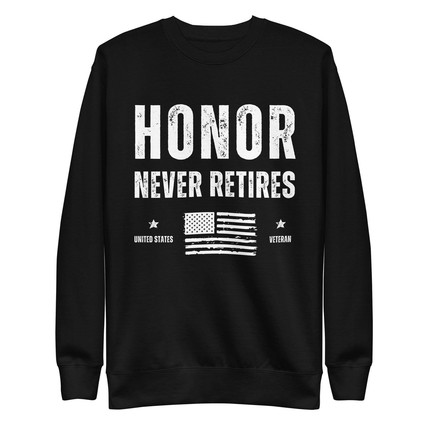 veteran honor never retired american flag pullover sweatshirt black