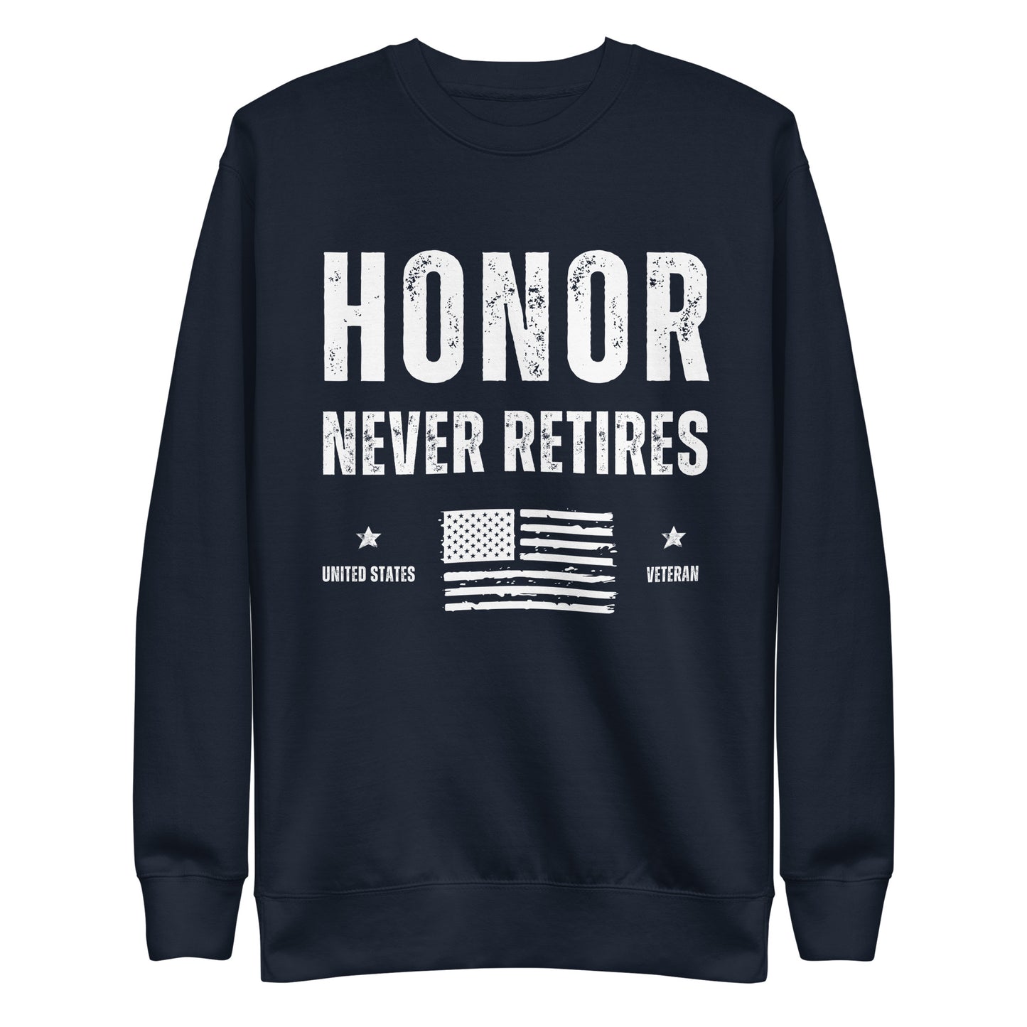 veteran honor never retired american flag pullover sweatshirt navy model
