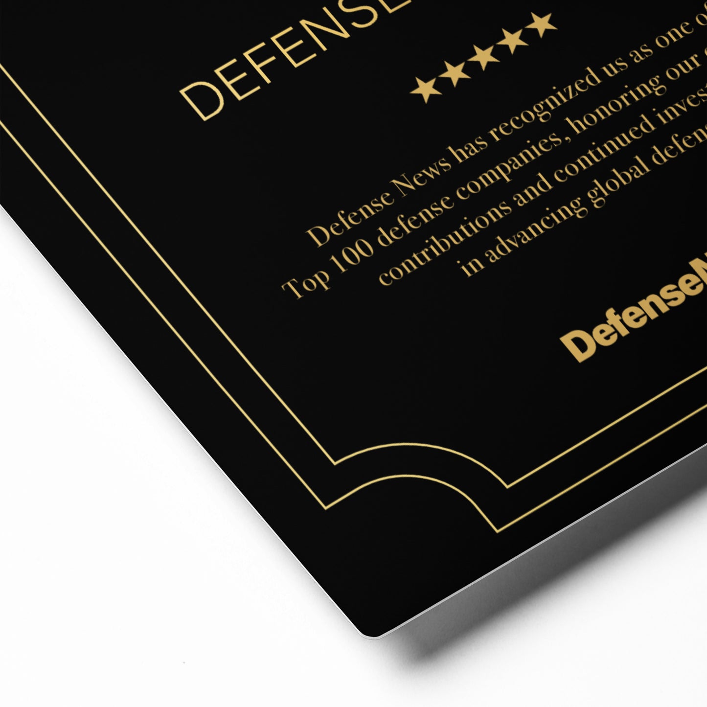 Defense News Top 100: 2025 Metal Plaque (U.S. Shipping)
