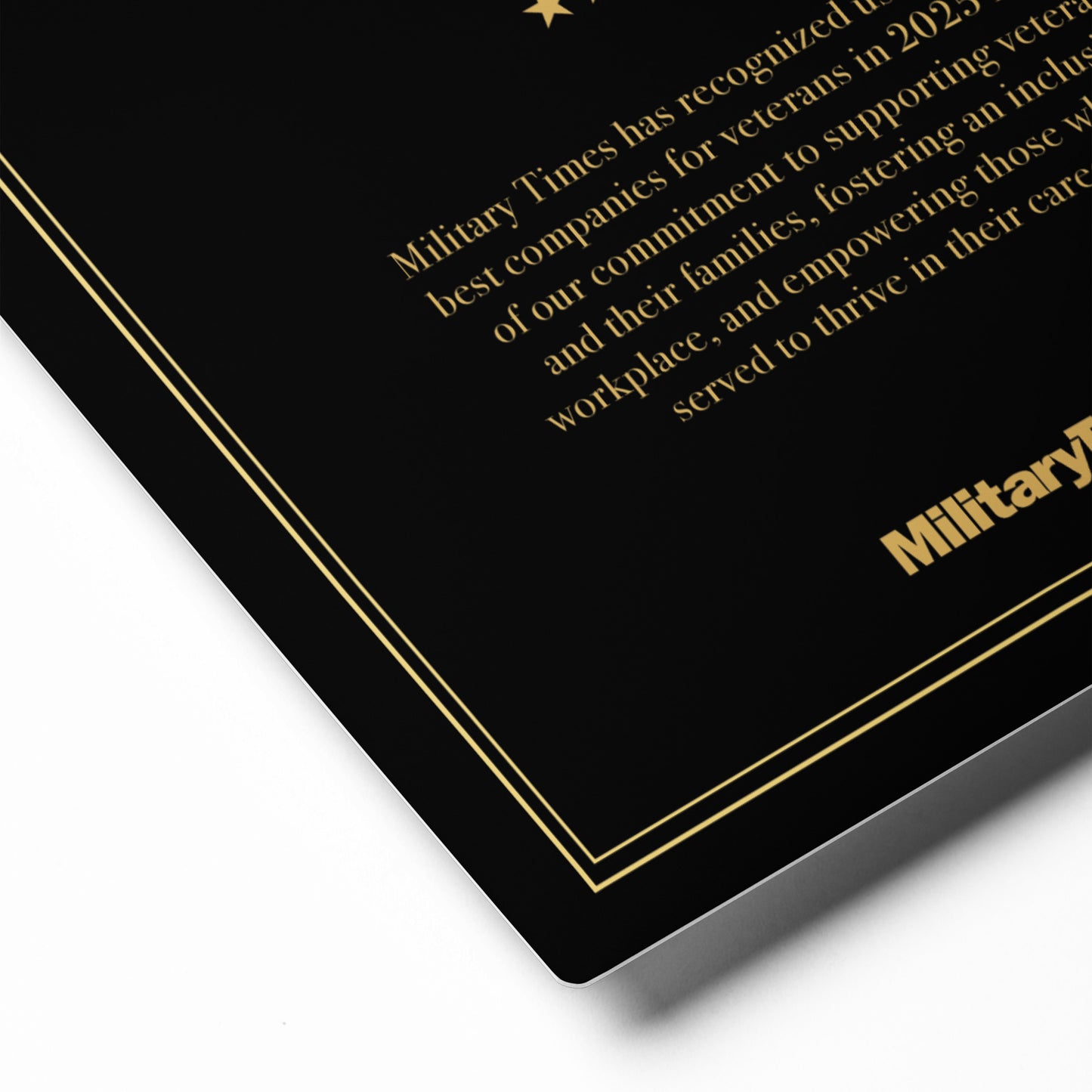 2025 Best for Vets: Employers Plaque