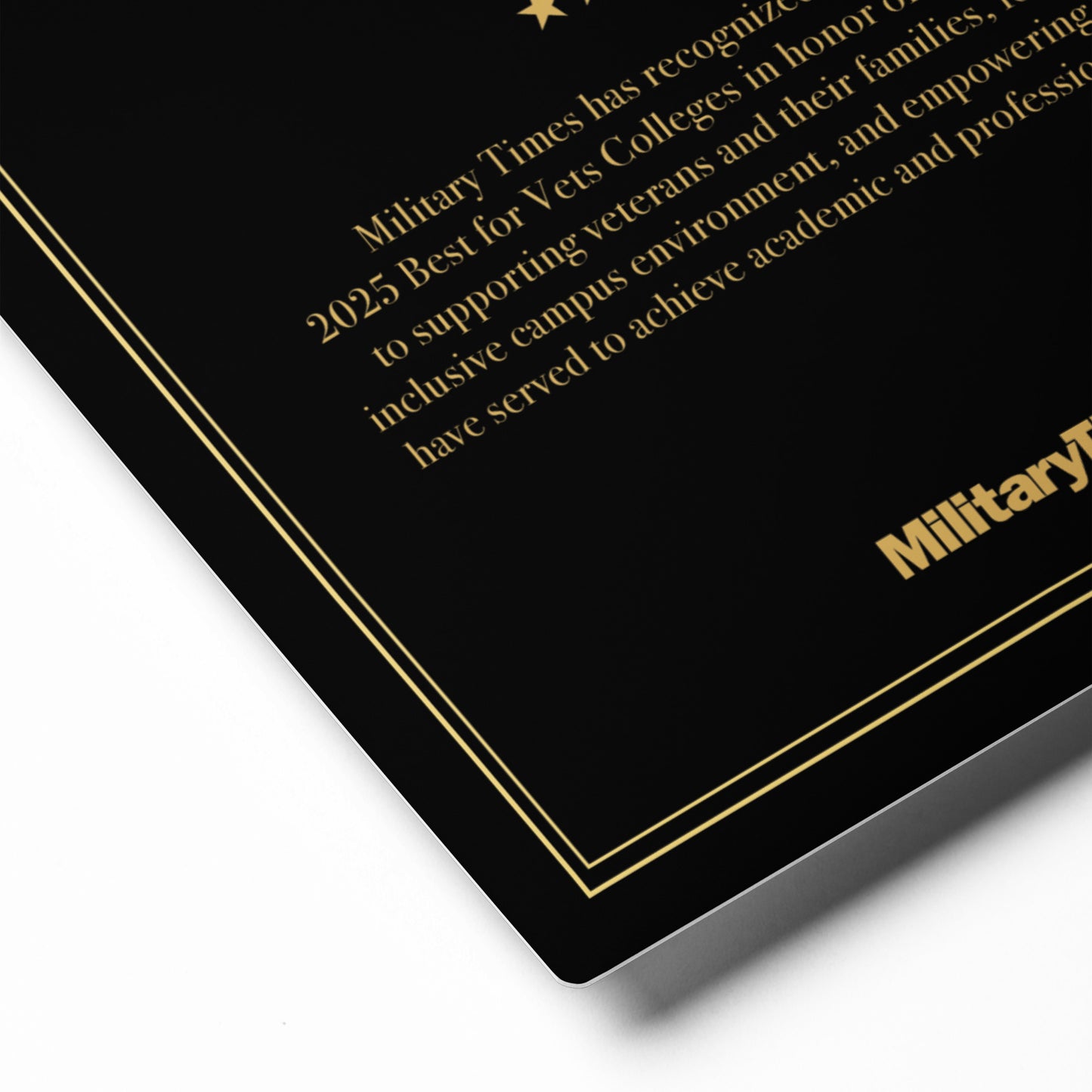 2025 Best for Vets: Colleges Plaque