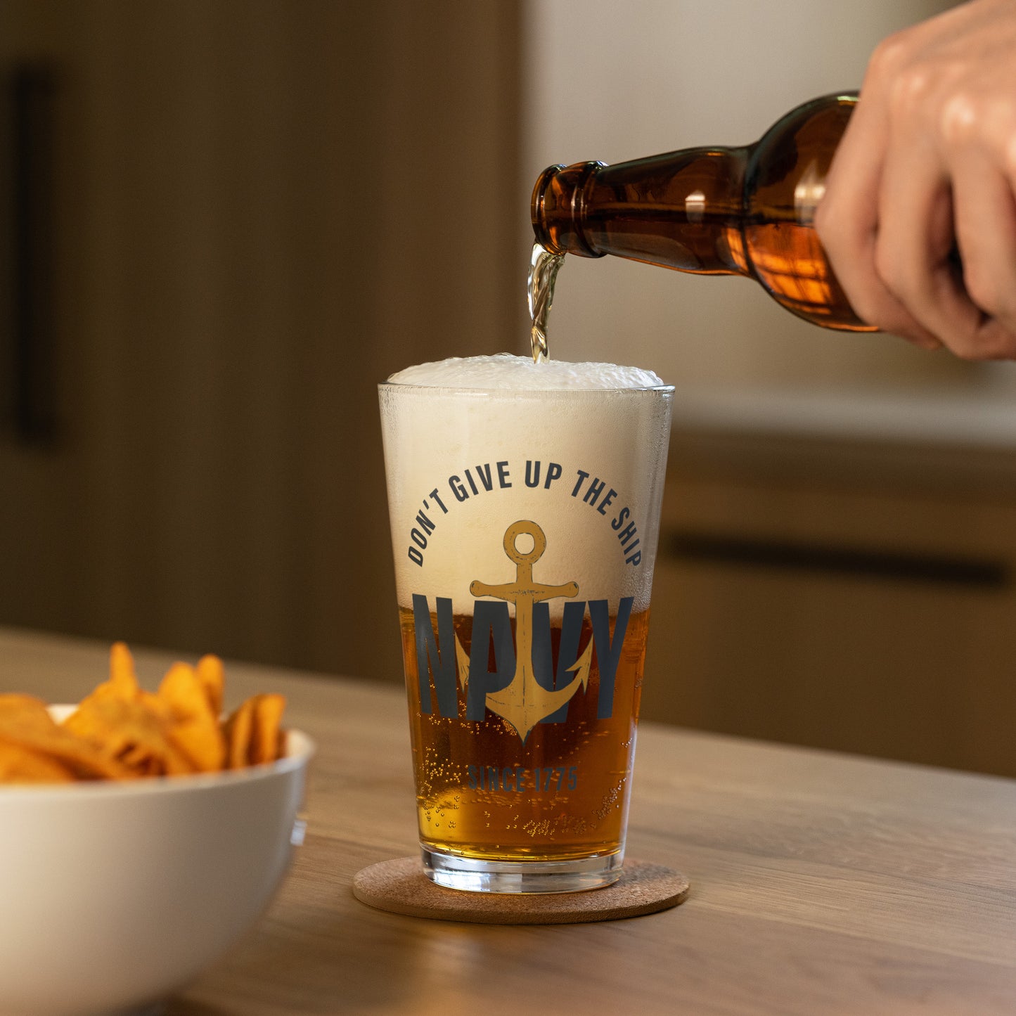 Don't Give Up The Ship Shaker pint glass