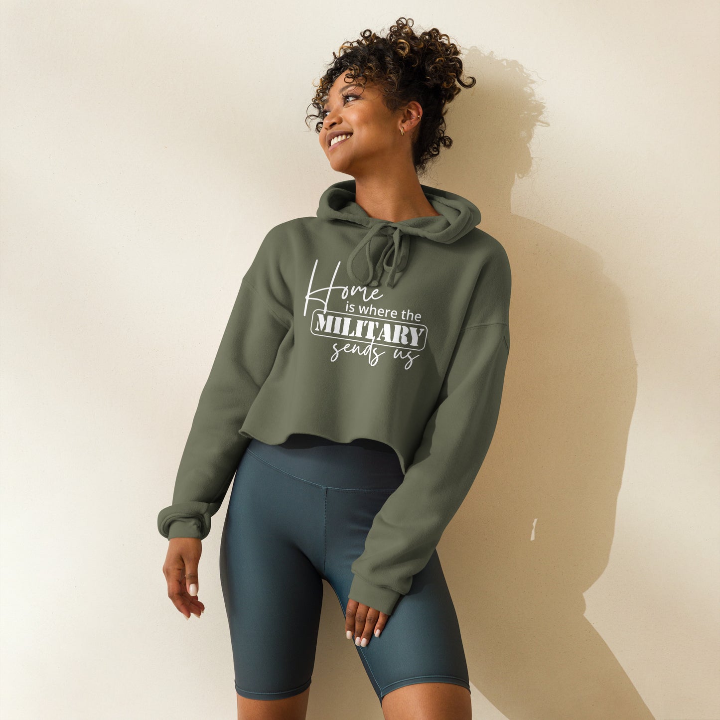 Home Is Where the Military Sends Us Crop Hoodie