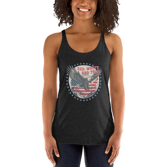 Red, White and True  Women's Racerback Tank